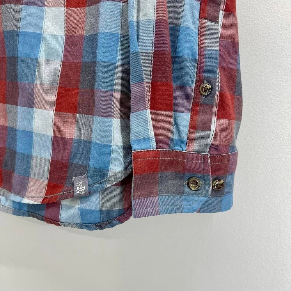 The North Face Button Down Shirt Men’s Medium Blue Red Plaid Long Sleeve‎ Casual - Picture 5 of 8
